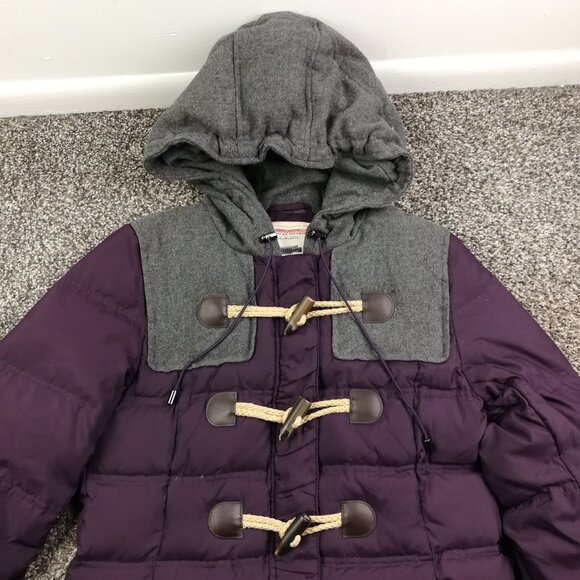 Anthropologie Cartonnier Coat Down Puffer Toggle Button Jacket Wool Purple Sz 4 - Picture 2 of 14